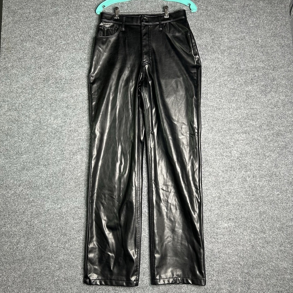 Abercrombie & Fitch The 90's‎ Relaxed High Rise Leather Pants Size 28 Black